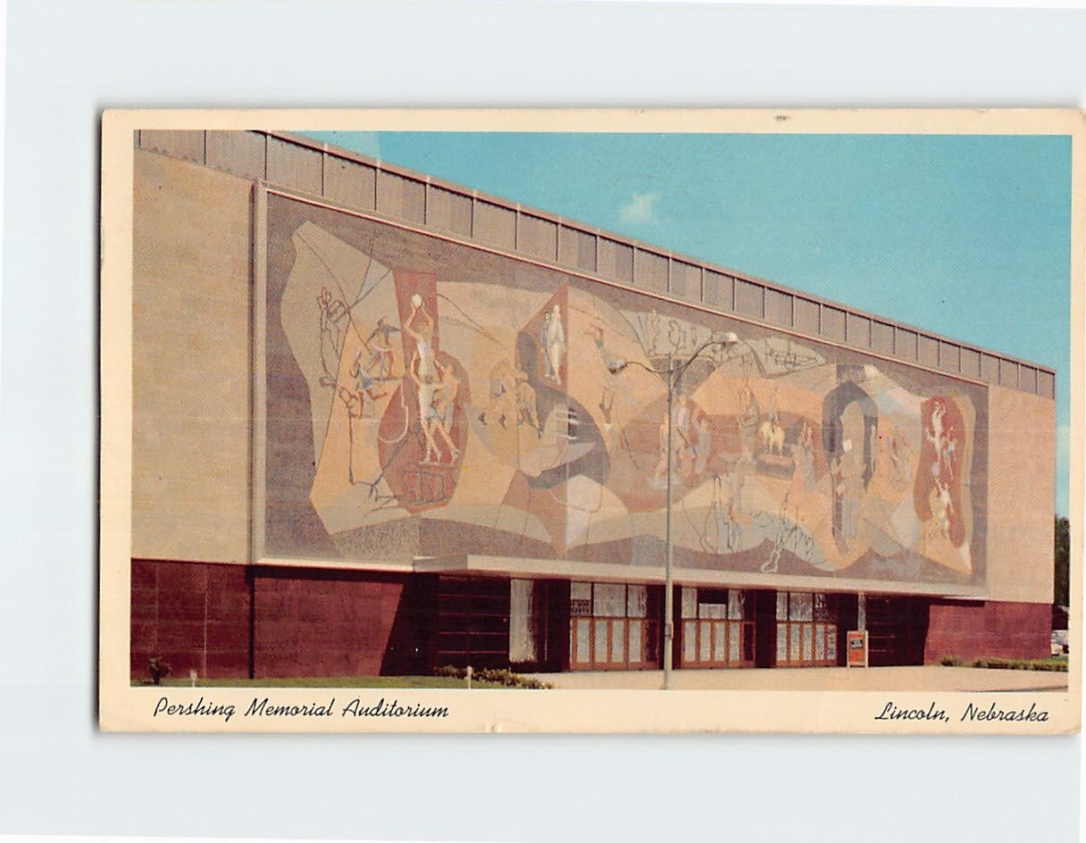 Postcard Pershing Memorial Auditorium Lincoln Nebraska