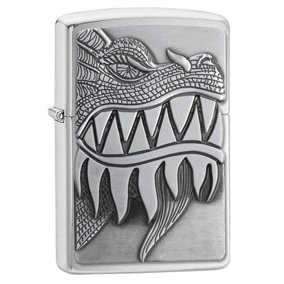 Zippo 28969 Fire Breathing Brushed Chrome Windproof Pocket Lighter