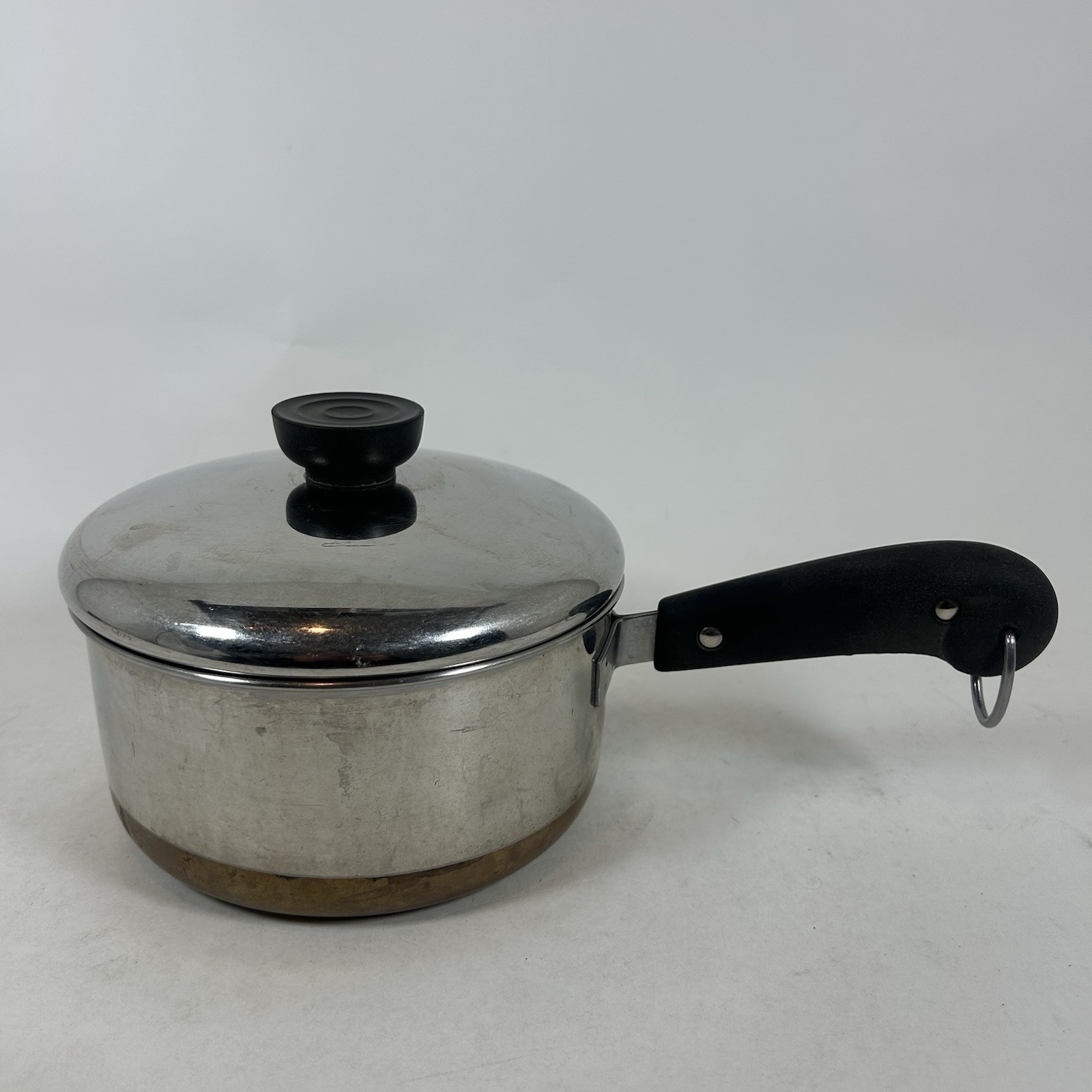 VTG Revere Ware Pre-1968 1 Qt Saucepan w/ Lid Riverside California Copper Bottom