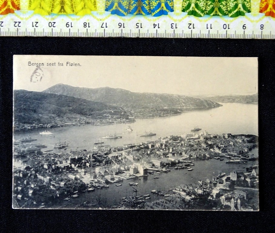 (USA0.42 ) , Vintage postcard of the city of Bergen, Norway, Year 1908 . (USA0.42 ) , Vintage postcard of the city of Bergen, Norway, Year 1908 .