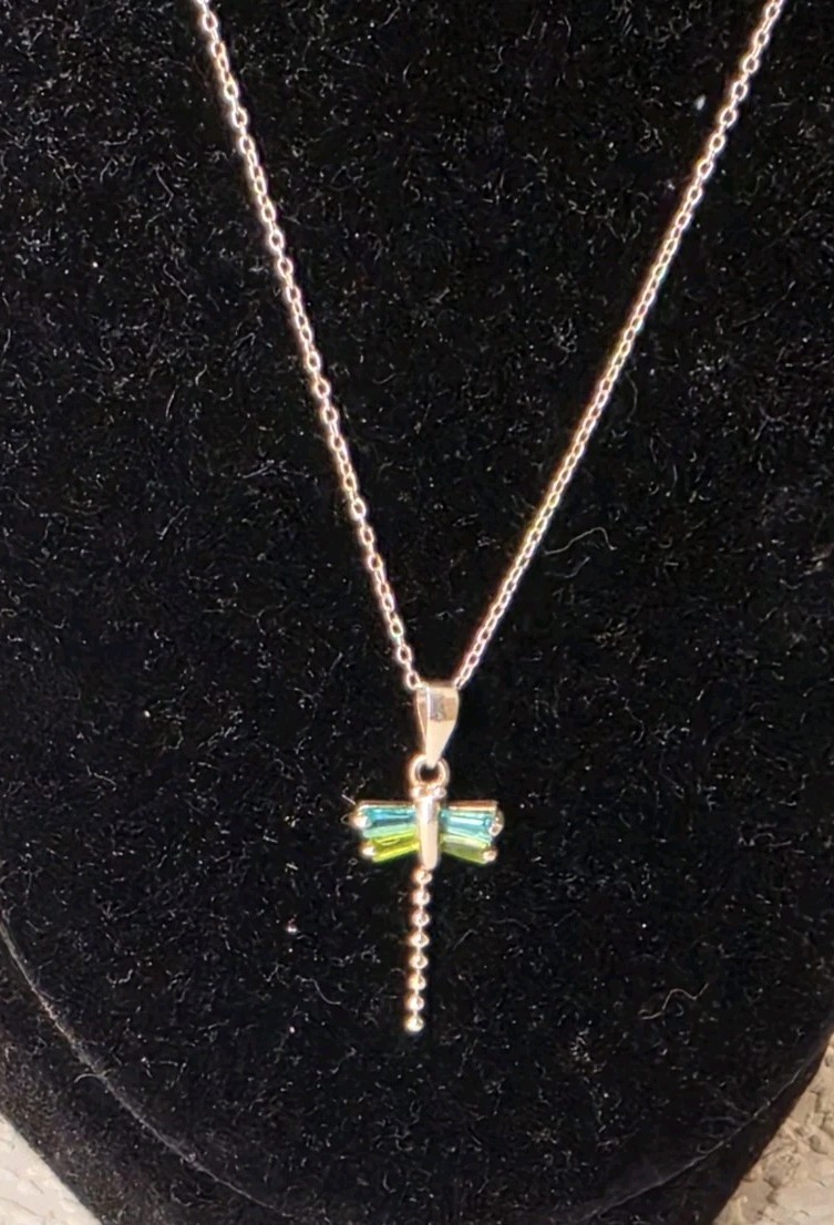 Vintage 925 Sterling Silver - Dragonfly Necklace - 13