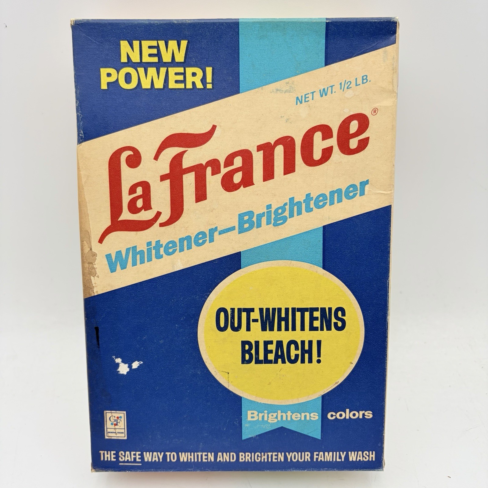 Vintage 1970's La France Whitener Brightener Laundry Additive Box General Foods