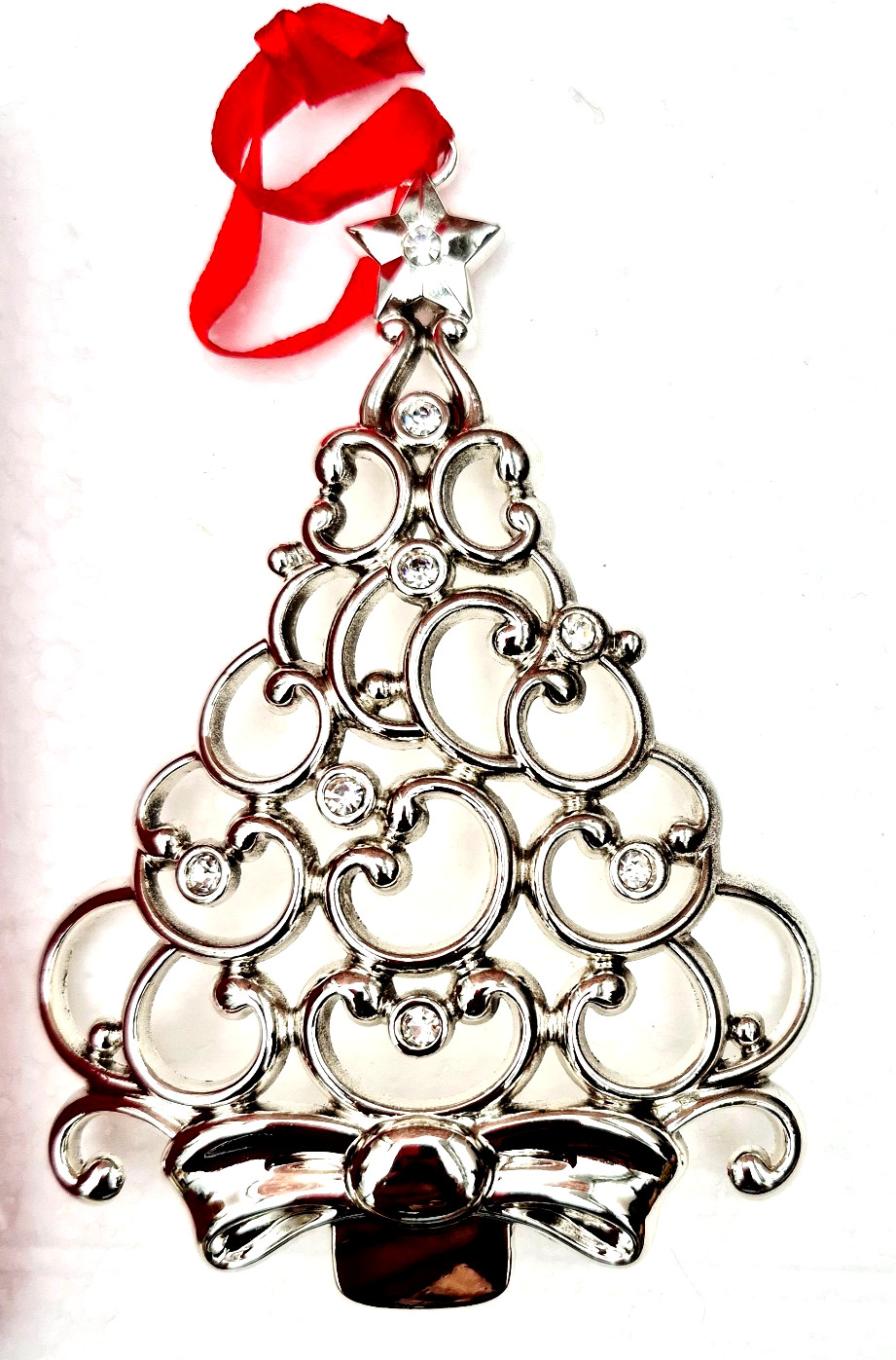 Lenox Sparkle & Scroll Clear Crystal Tree Ornament Silverplated