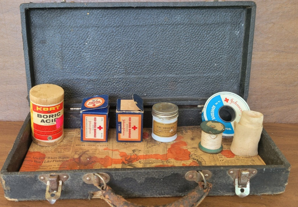 Vintage First Aid Kit Eagle Lock Company Briefcase With Supplies For Decor