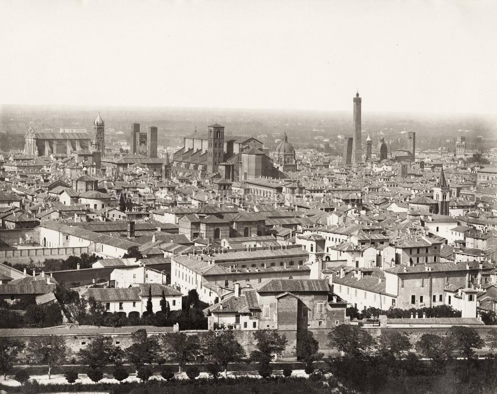 Bologna Italy Cityscape Panorama Towers Architecture Rooftops Vtg. Photo 19thC.