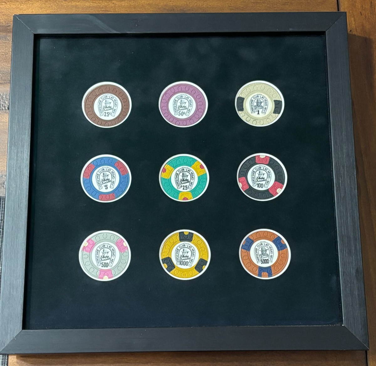 Benny Binion\'s Horseshoe Club Chip Set .25 .50 $1 $5 $25 $100 $500 $1,000 $5,000