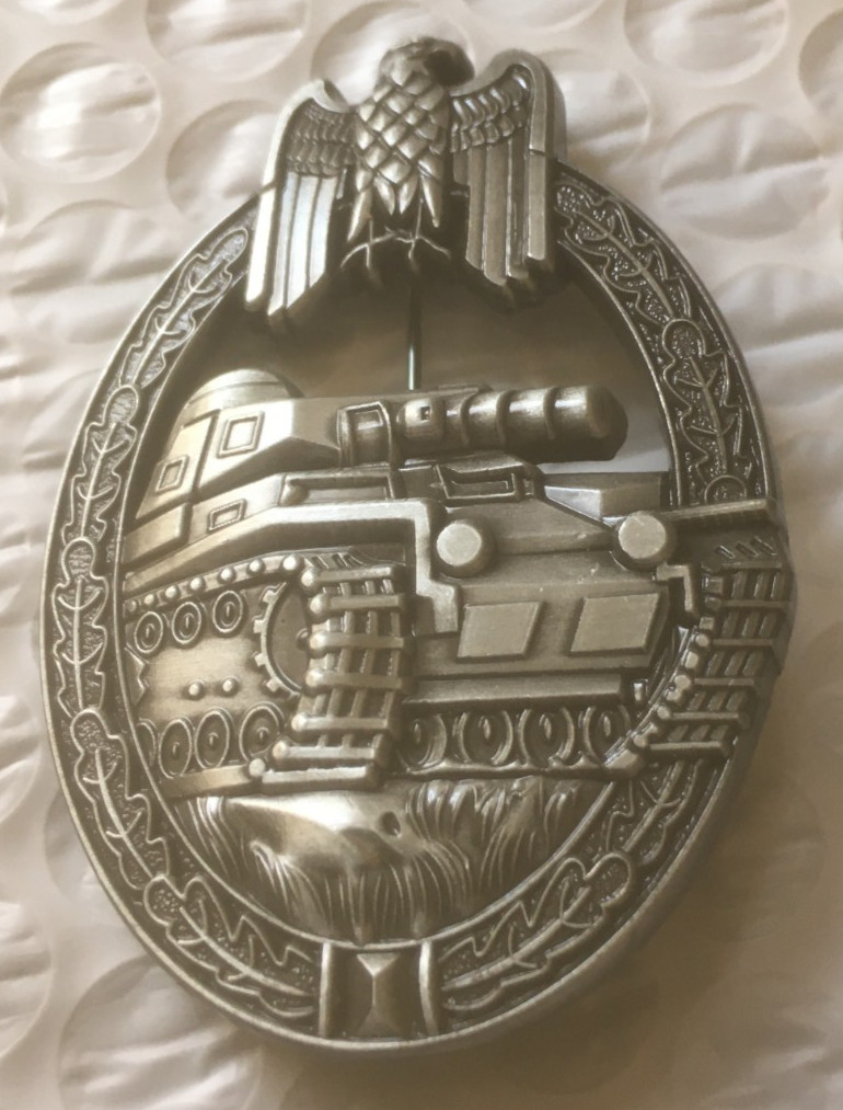 German   WW2 tank large heavy badge pin
