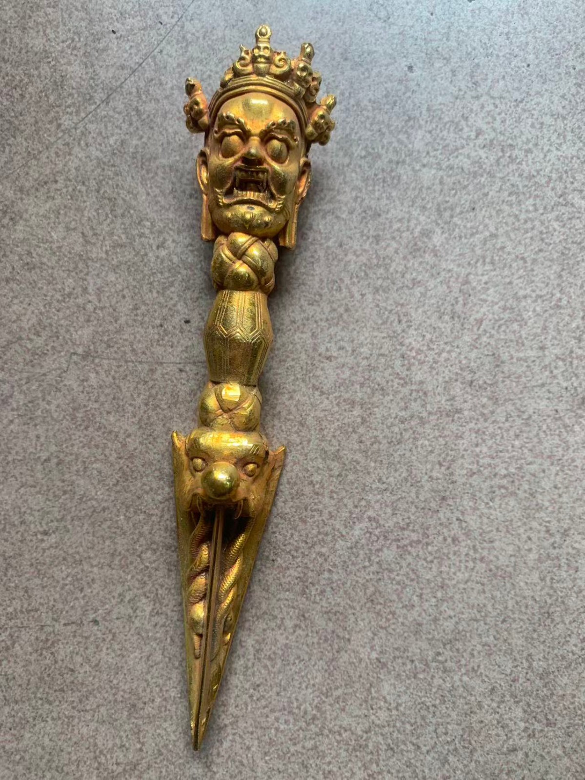 Tibetan Bronze Gold-Plated Hand Made *Hayagriva* Buddhist Artifact
