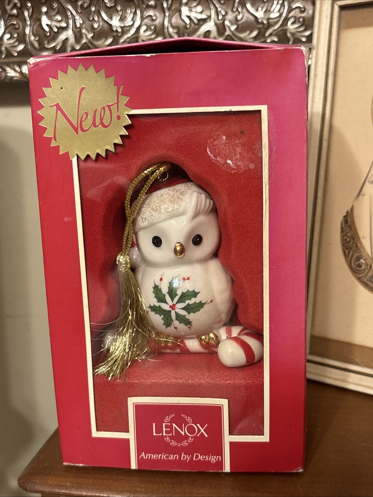 VTG 2000 LENOX AMERICAN BY DESIGN  “HAPPY HOOIDAYS ” CHRISTMAS OWL ORNAMENT
