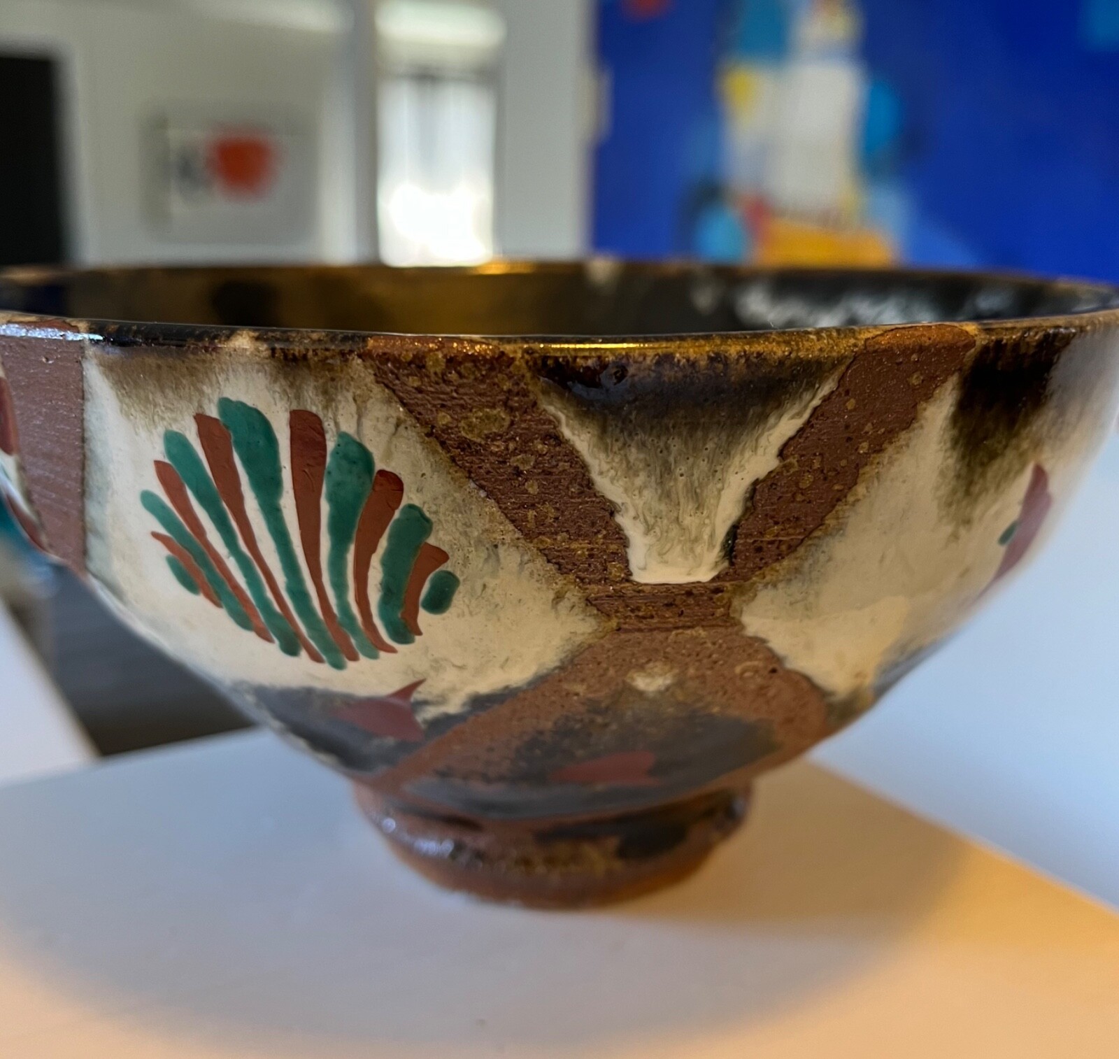 Tomoo Hamada Large Tea Bowl in Signed Box Studio Pottery Tomoo Hamada Large Tea Bowl in Signed Box Studio Pottery