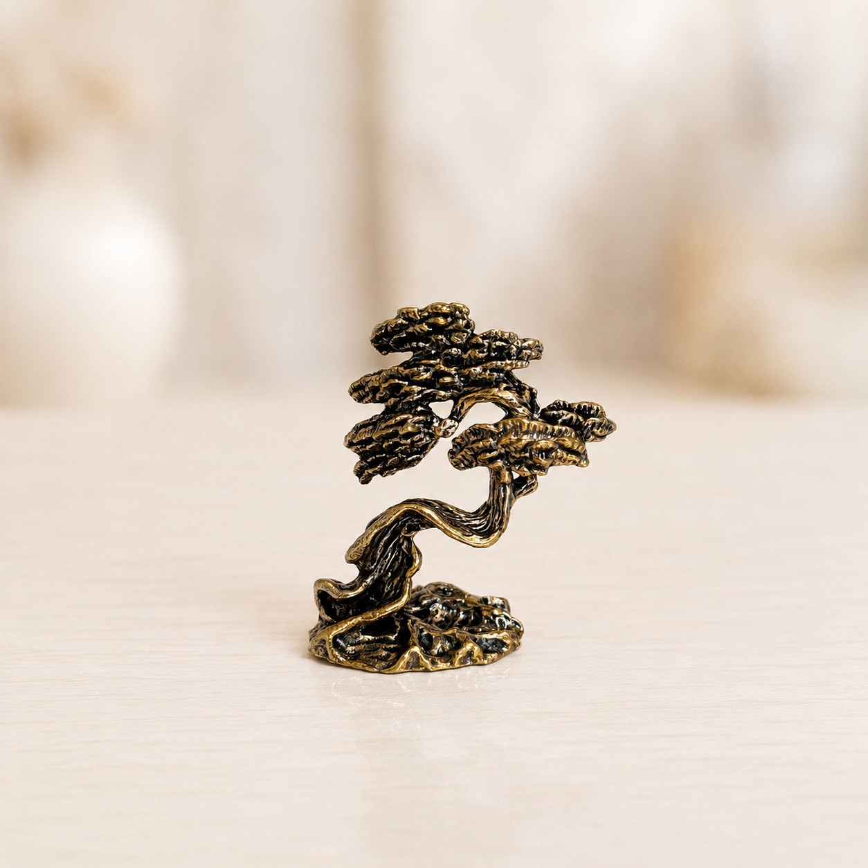 Vintage Japanese Brass Bonsai Tree Figurine Gold Bronze Zen Miniature Decor Vintage Japanese Brass Bonsai Tree Figurine Gold Bronze Zen Miniature Decor