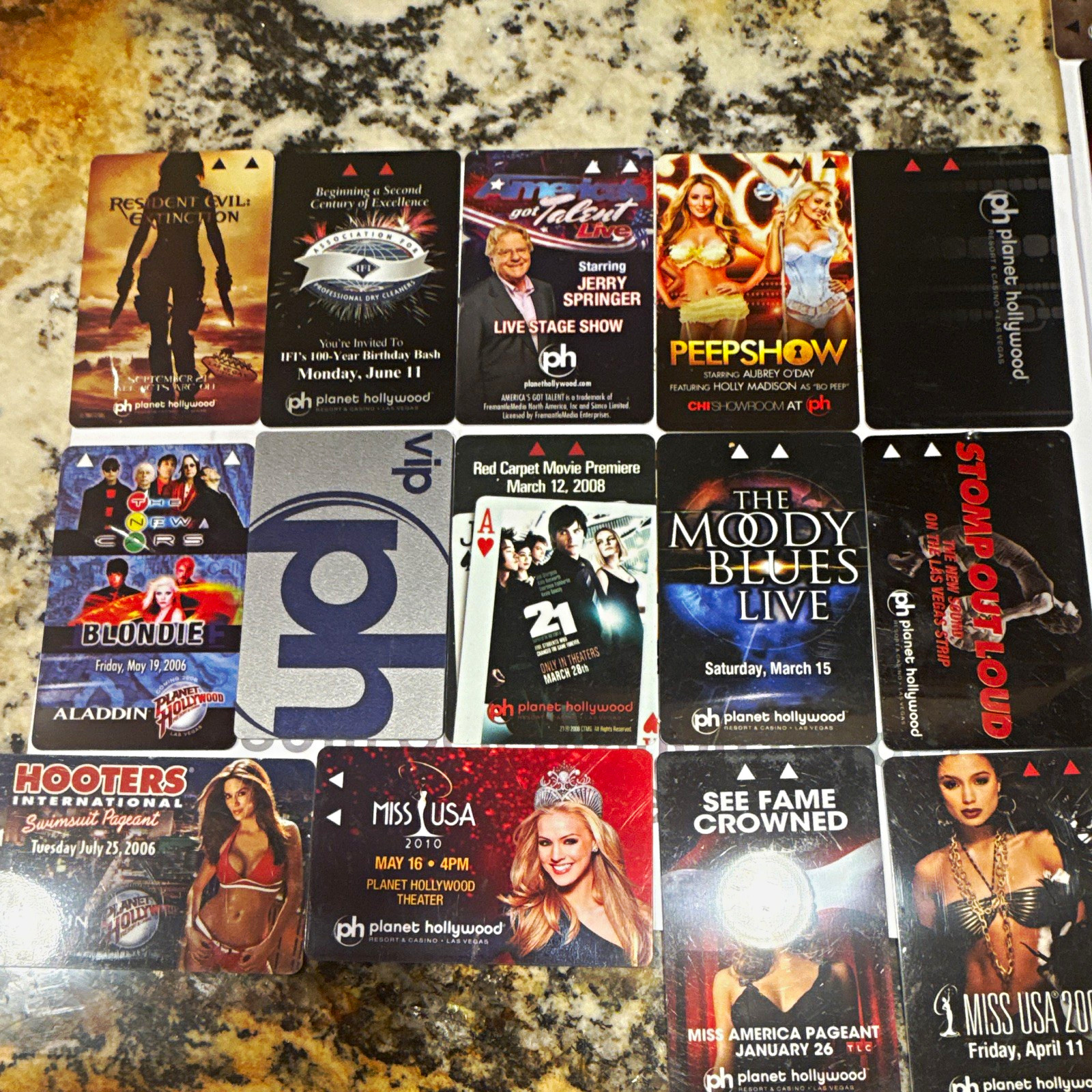 Planet Hollywood Las Vegas Collectible Slot Cards Lot: Miss USA, Rambo, Tyson