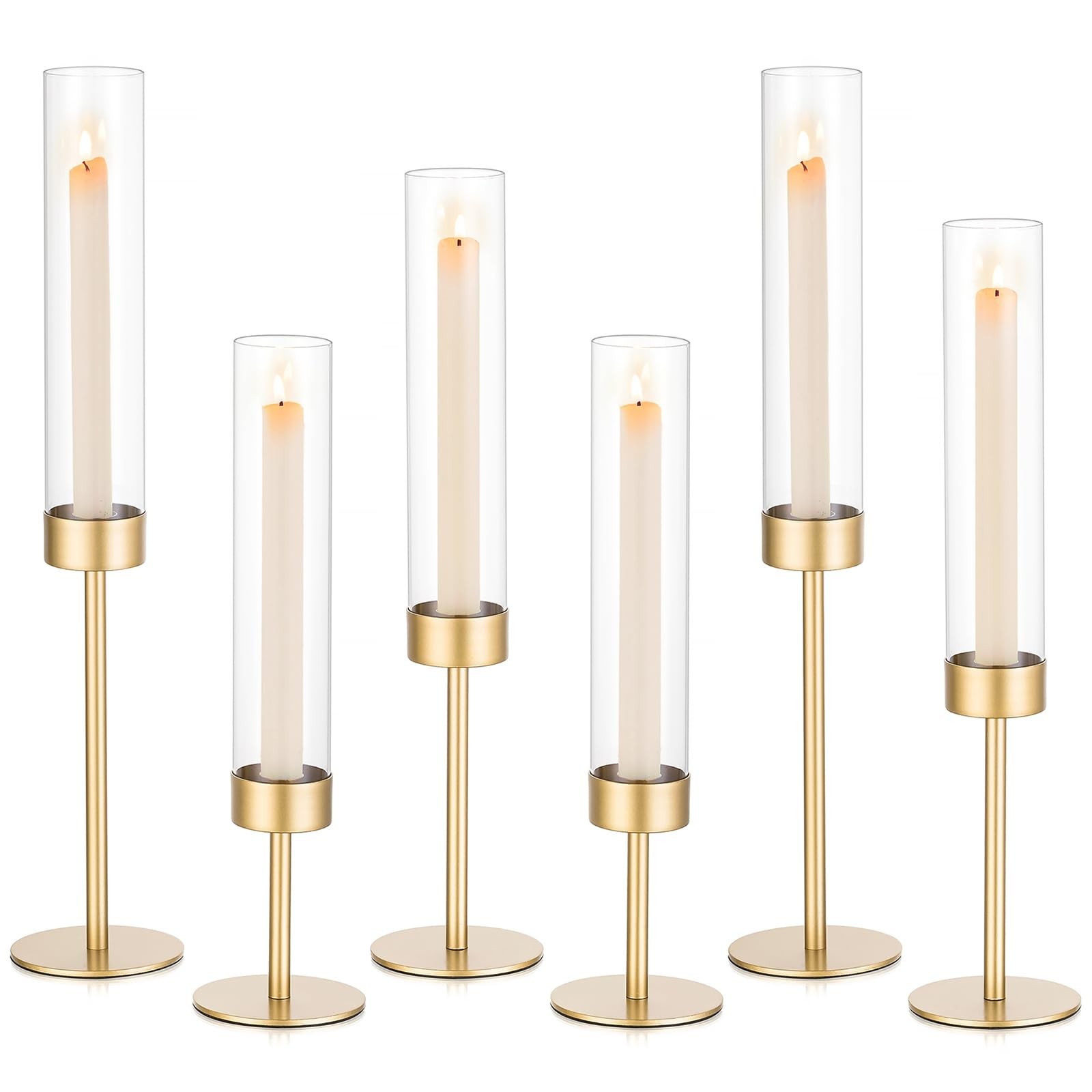 Sziqiqi Hurricane Candle Holders 6 Pcs Gold for Wedding Christmas Sziqiqi Hurricane Candle Holders 6 Pcs Gold for Wedding Christmas