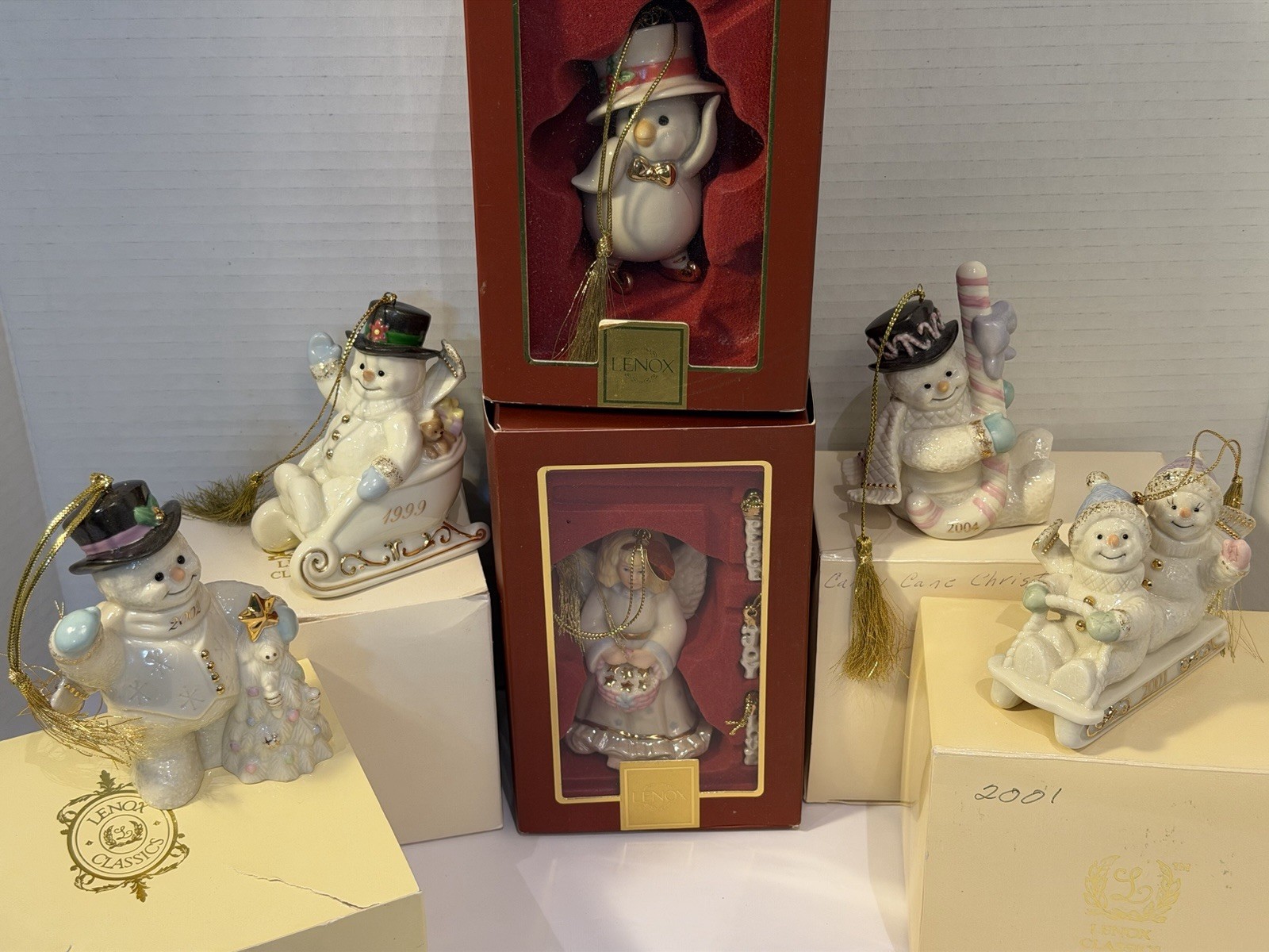 Vtg Lenox 4 Lenox Classics & 2 Ornament Club Porcelain Christmas Tree Ornaments