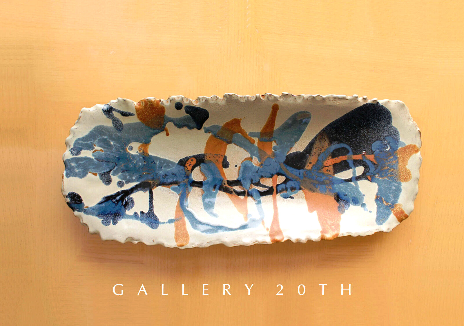 FABULOUS LARGE ABSTRACT POTTERY TRAY VTG ART 50S 60S CATCHALL ORIG MID CENTURY