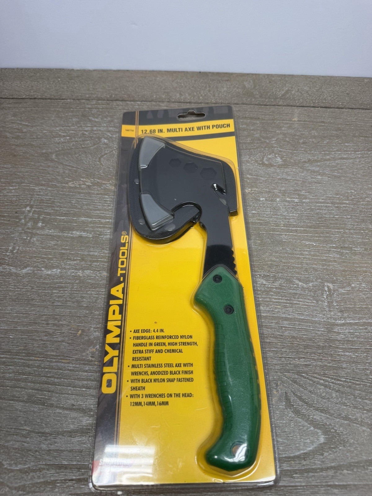Olympia Tools 12.68” Multi Axe Hatchet w/ Pouch 3 Wrenches Green Handle NEW