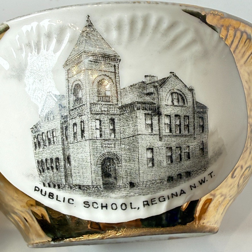 PUBLIC SCHOOL - REGINA NWT Saskatchewan CANADA Antique Souvenir China Trinket PUBLIC SCHOOL - REGINA NWT Saskatchewan CANADA Antique Souvenir China Trinket