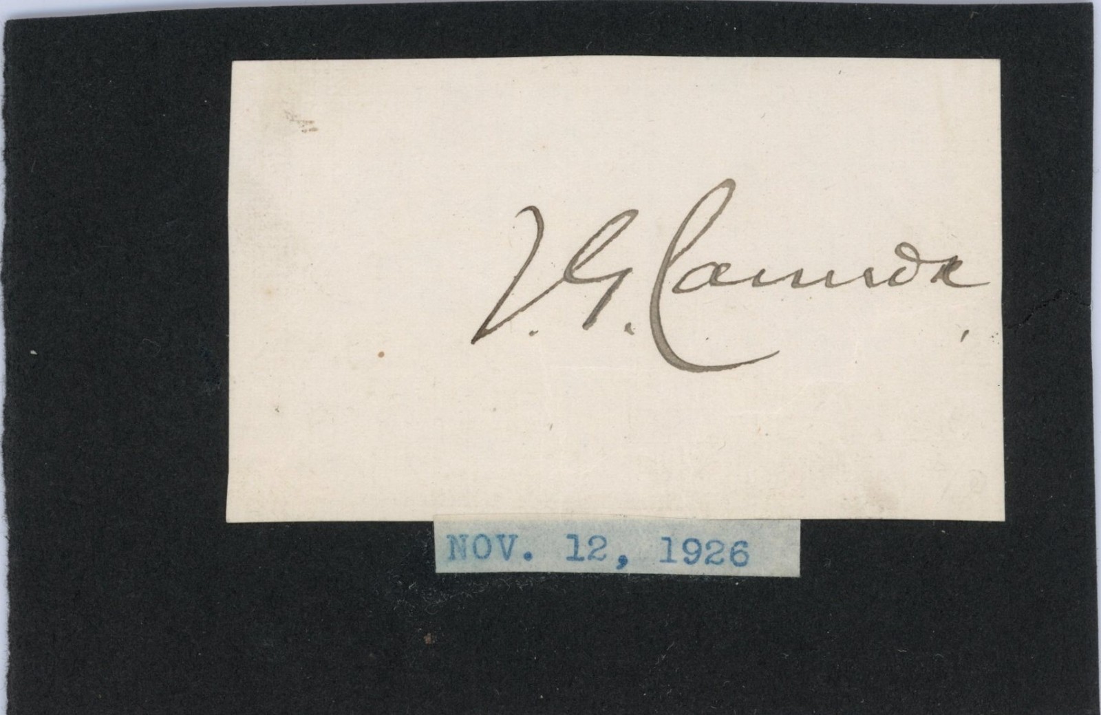 Joseph G. Cannon Autograph - 1926