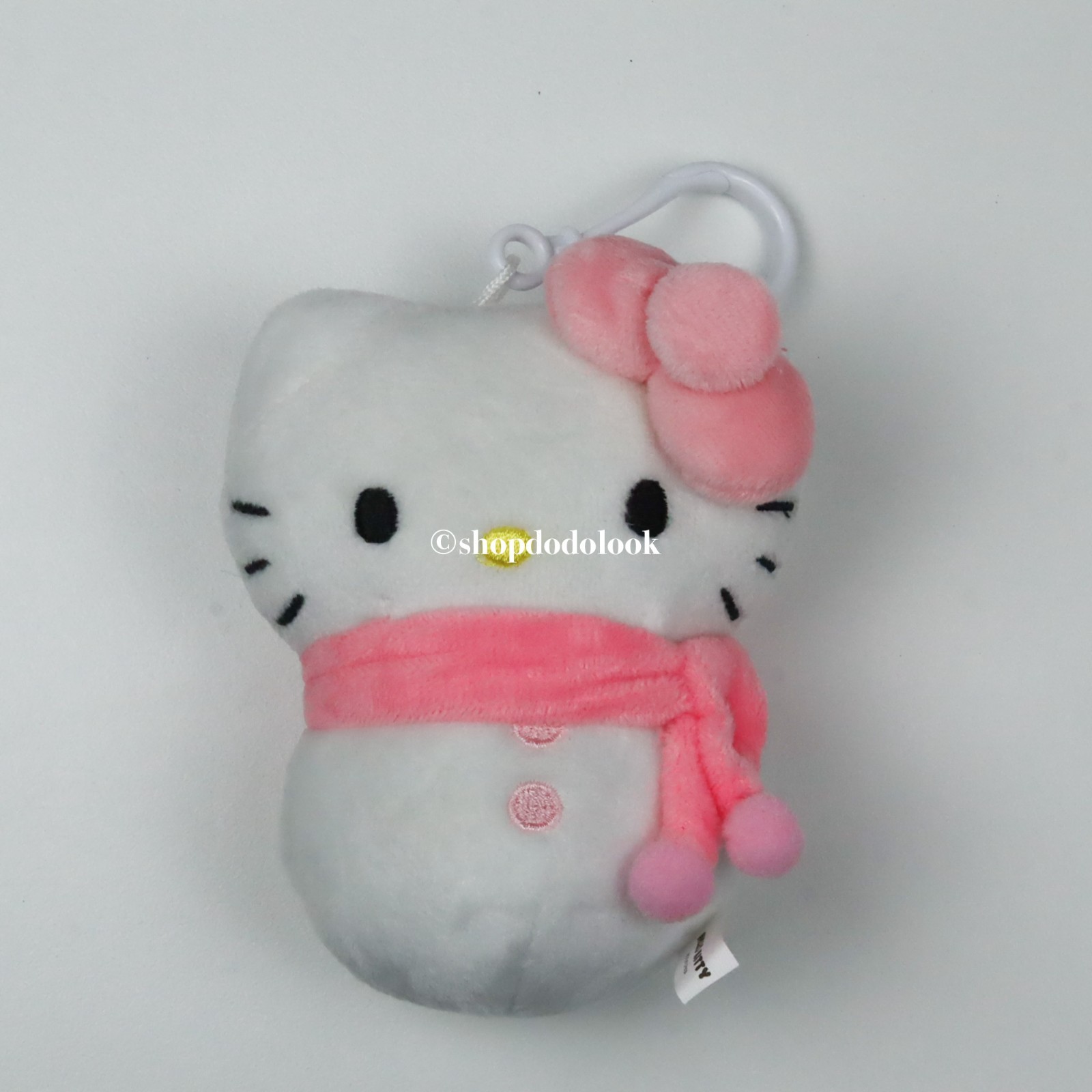 Hello Kitty Snowman Plush Mascot Keychain Set Pink Scarf & Green Cape Sanrio
