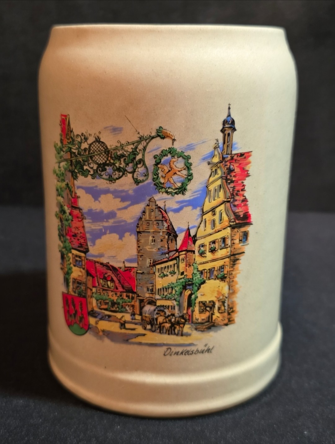 Vtg W Germany GERZ Ceramic Beer Stein Mug Dinkelsbühl Bavaria 0.5L Stoneware