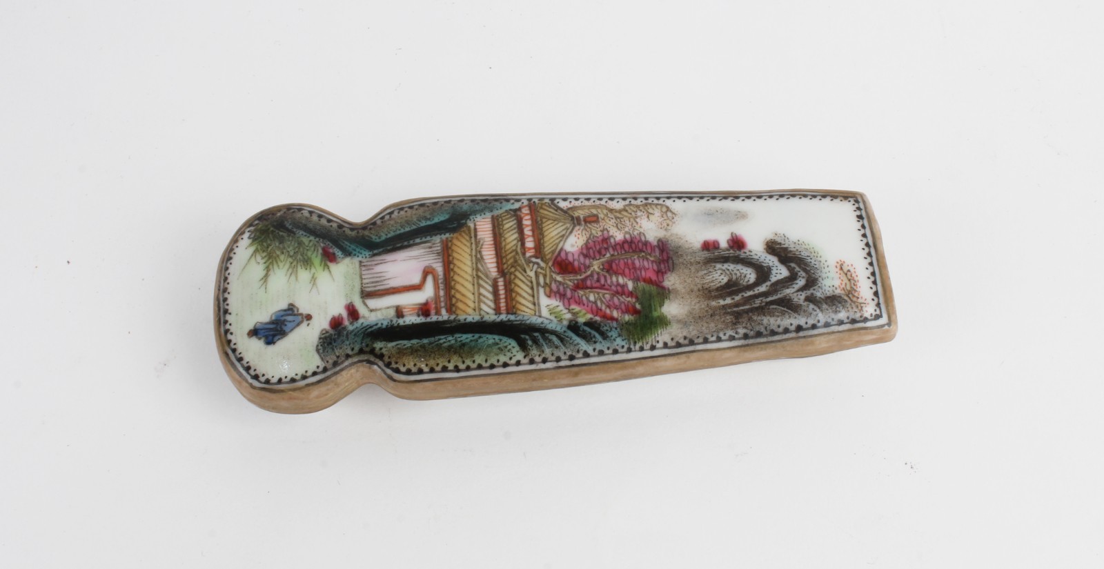 An Enamel Zither Styled Snuff Bottle.