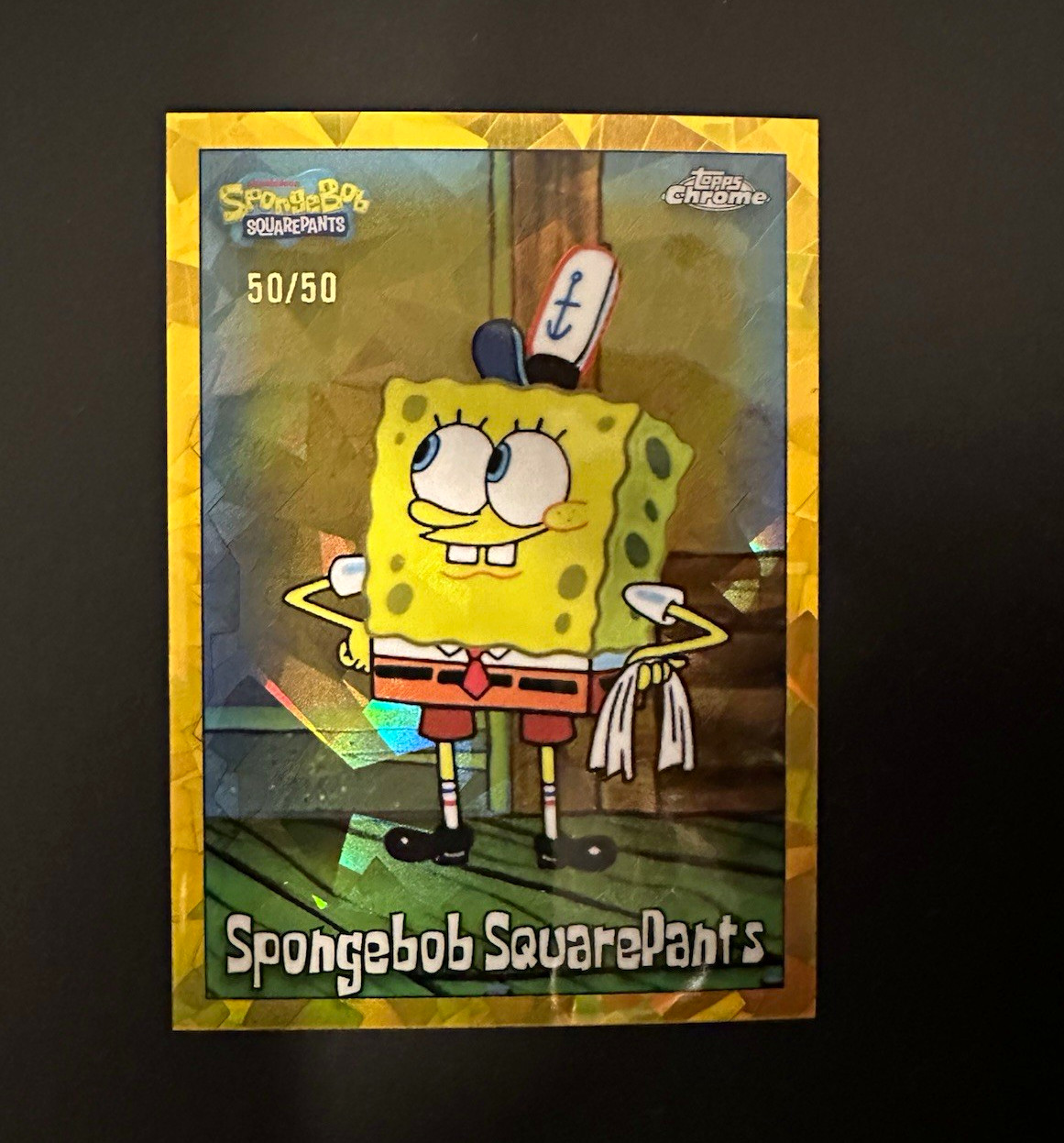 Topps 2025 Topps Chrome SpongeBob SquarePants #25 Gold Refractor 50/50 BOOKEND