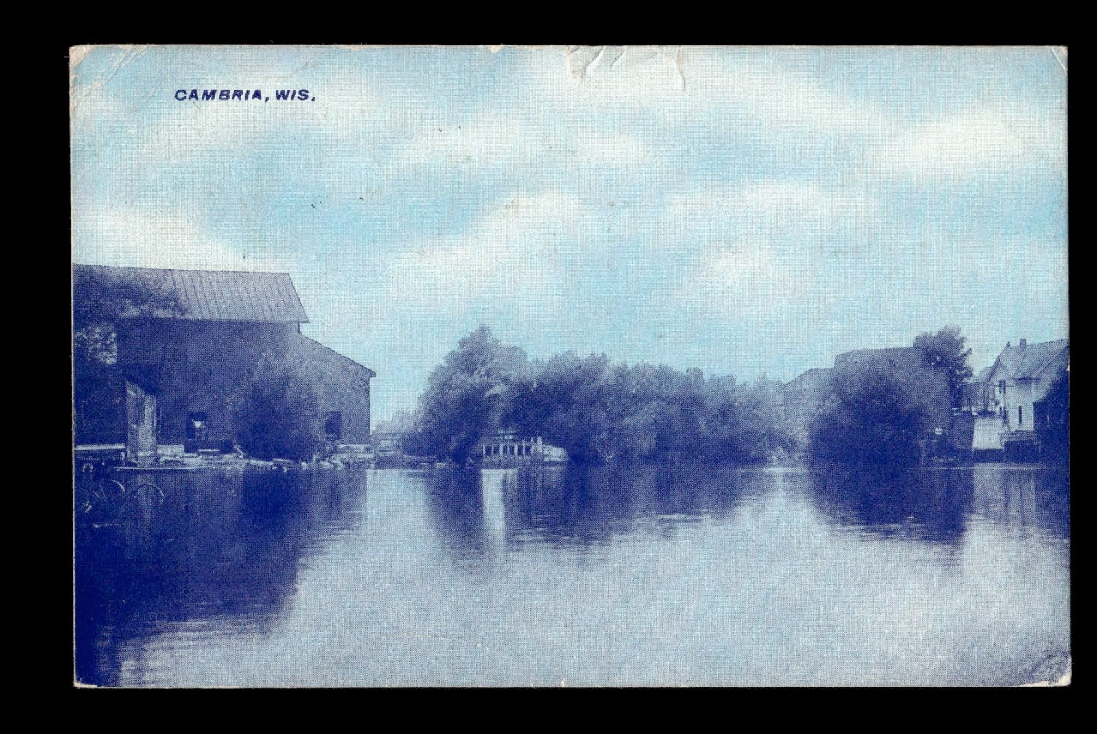 Cambria Wisconsin WI River Reflection Blue Tint 1910 Divided Back Postcard