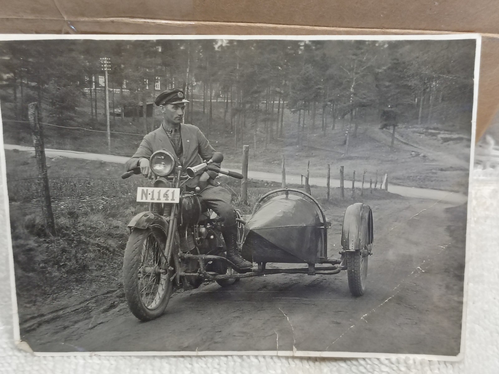 Vtg German motorcycle with side card real photo Vtg German motorcycle with side card real photo