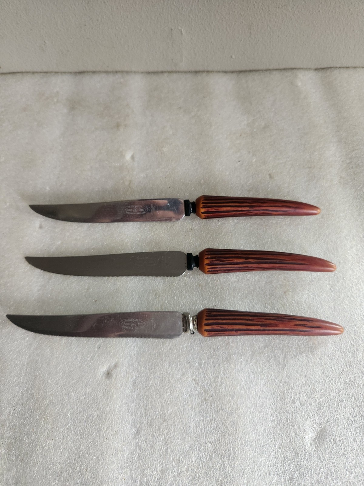 3 Vintage Crown Crest Carving Knifes from Sheffield England