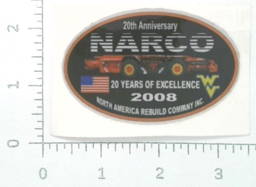 Vintage NARCO 20 Years Excellence 2008 Mining Sticker Decal