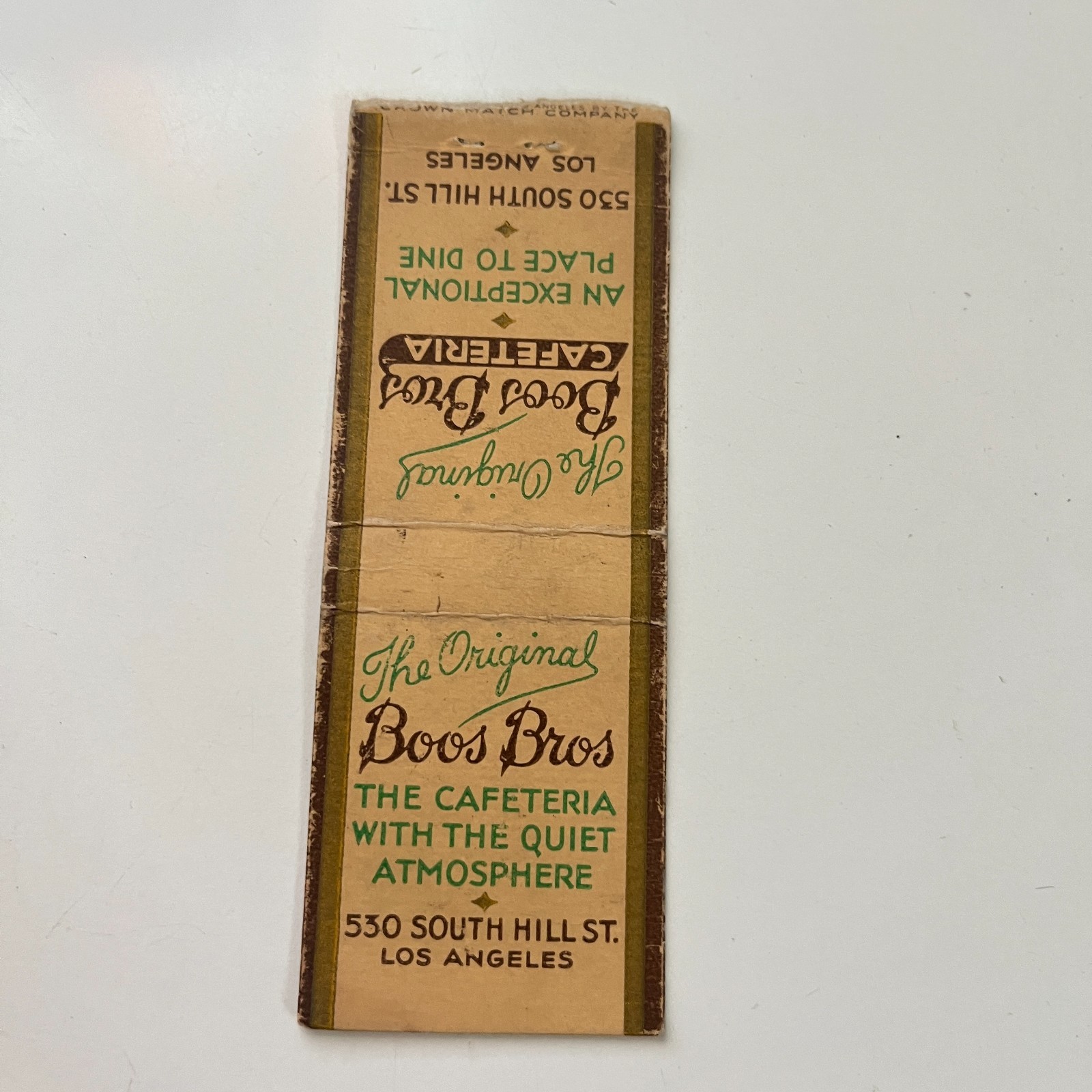 The Original Boos Bros S Hill 1937 Los Angeles Vintage Matchbook Cover TMB86-4
