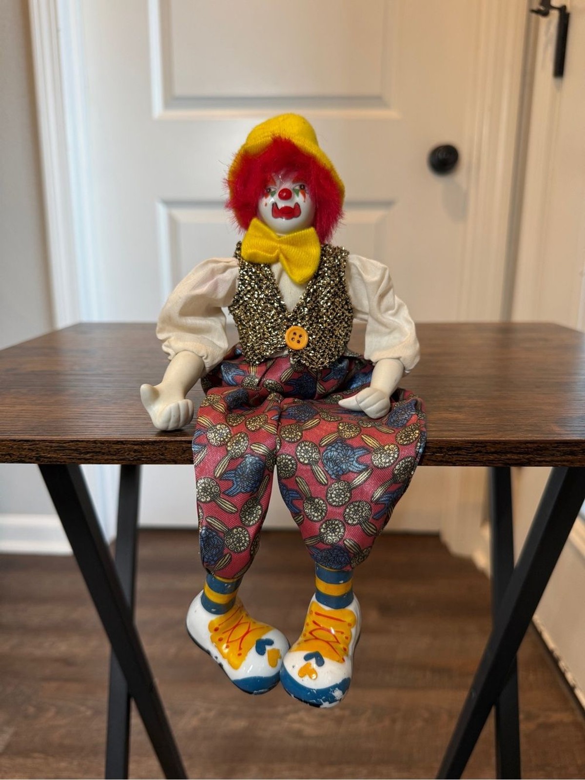 Vintage 1980s Ganz Porcelain Shelf Sitter Clown Doll 13 Vintage 1980s Ganz Porcelain Shelf Sitter Clown Doll 13