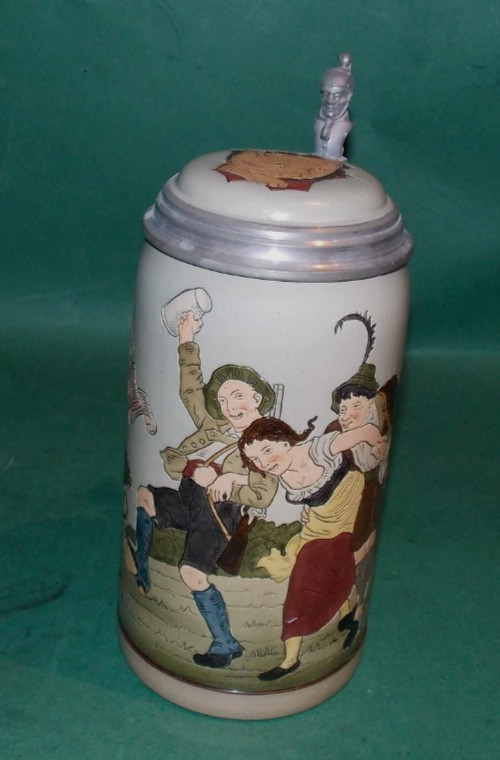 Vintage Antique Marzi & Remy Stein Mug Festive Drinking Scene #1618 1L  1  Liter