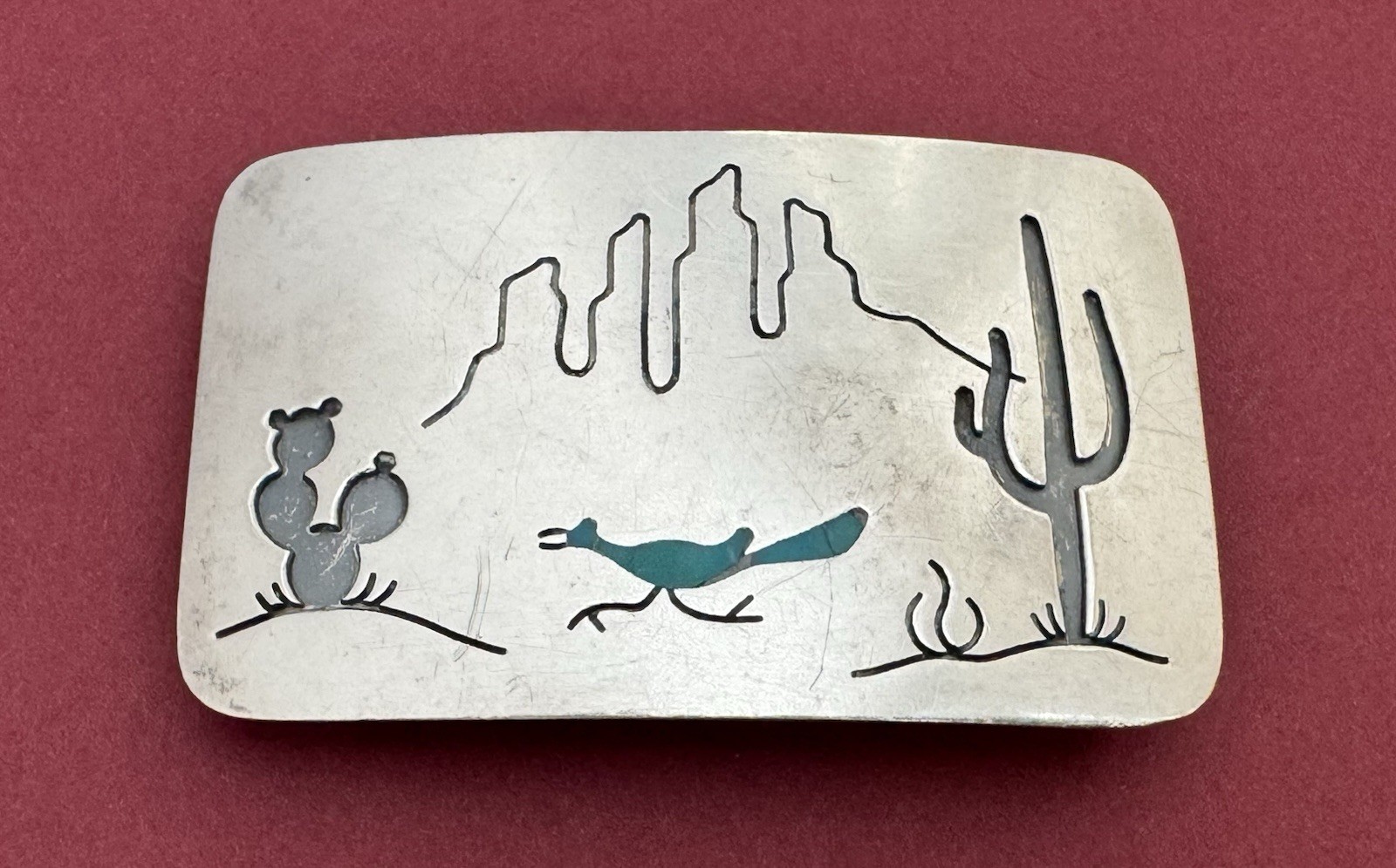 VTG Native Unbranded Old Western American Roadrunner Sterling Silver Belt Buckle VTG Native Unbranded Old Western American Roadrunner Sterling Silver Belt Buckle