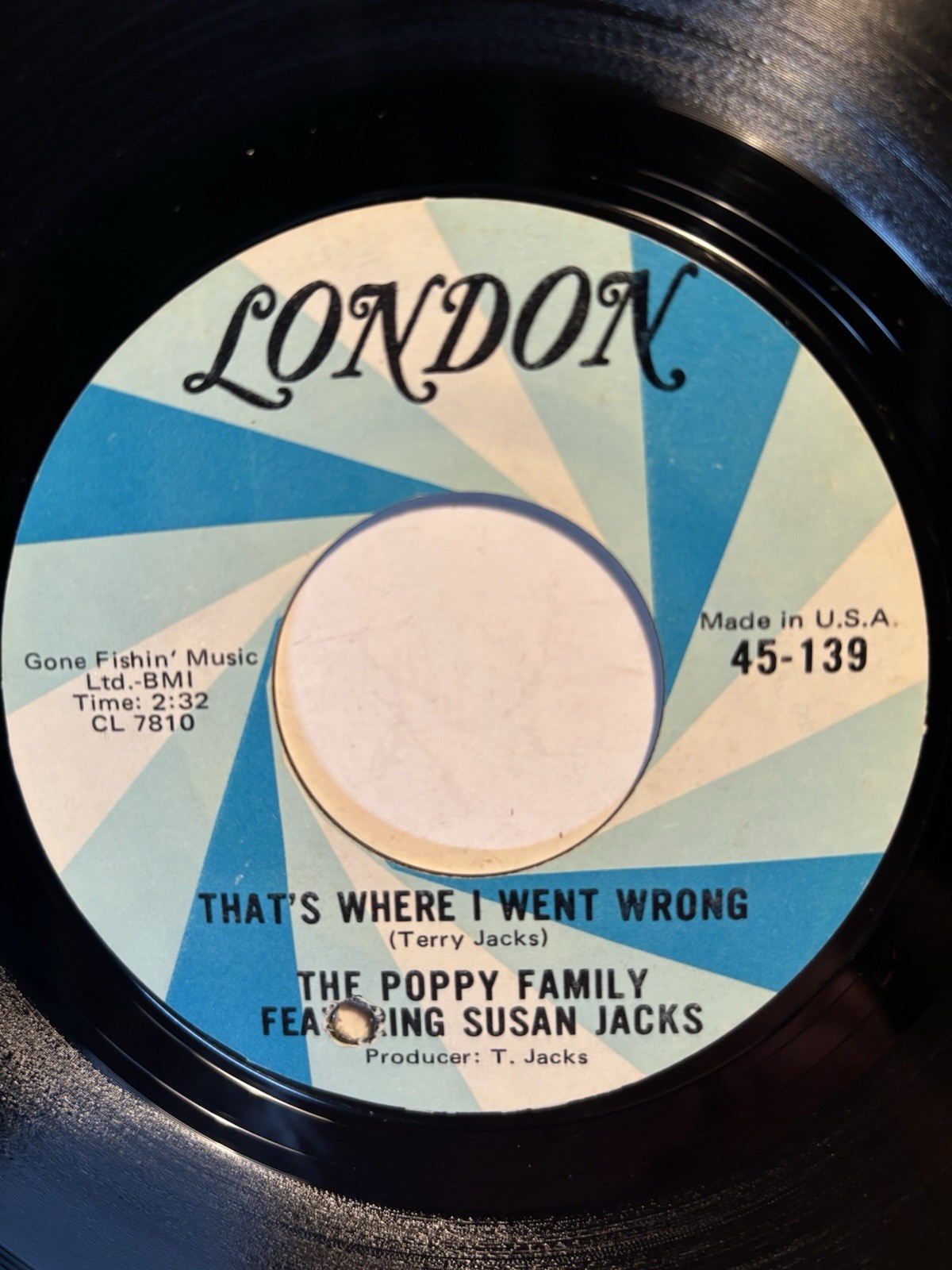 The Poppy Family “That’s Where I Went Wrong” London 7” 45 Strong VG+