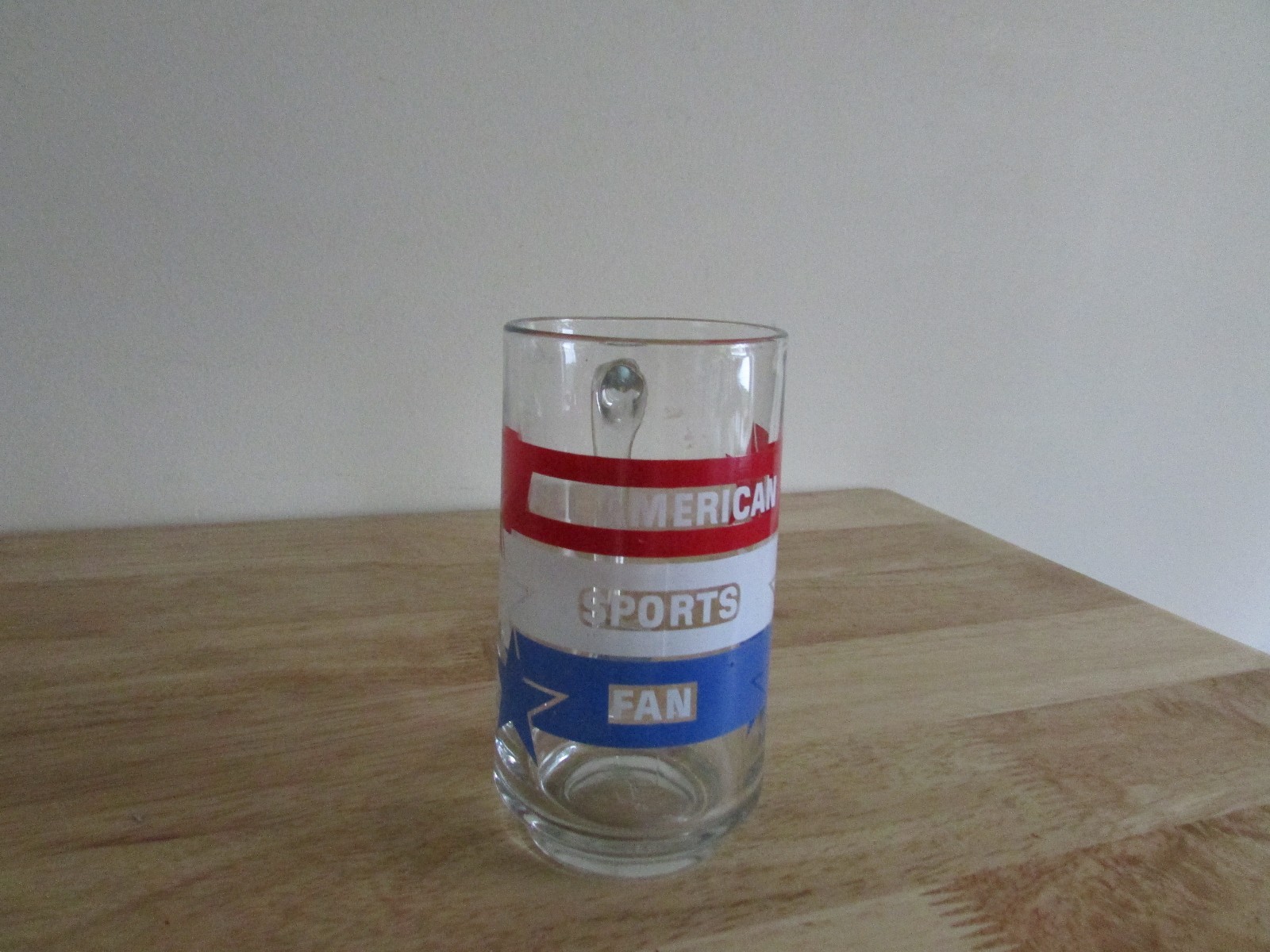 All American Sports Fan Avon 1983 Glass Mug Beer Stein Soda 14 oz Red White Blue