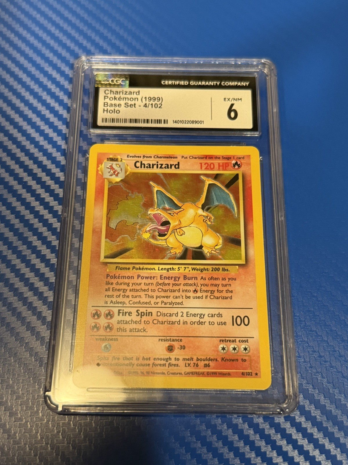 1999 Pokémon Base Set Charizard Holo 4/102 CGC 6 English Trading Card
