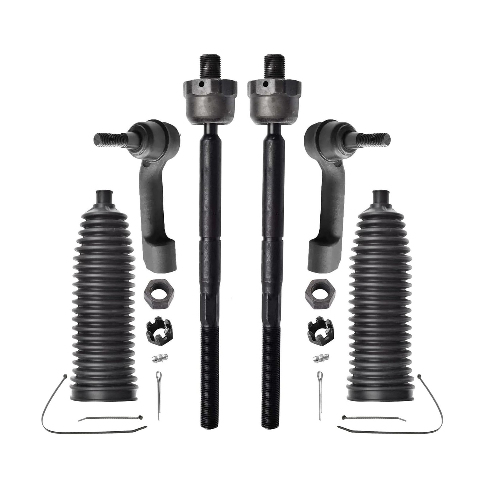 ASTARPRO 6pcs Front Inner and Outer Tie Rod Ends Complete Kit and Boots Compa... ASTARPRO 6pcs Front Inner and Outer Tie Rod Ends Complete Kit and Boots Compa...