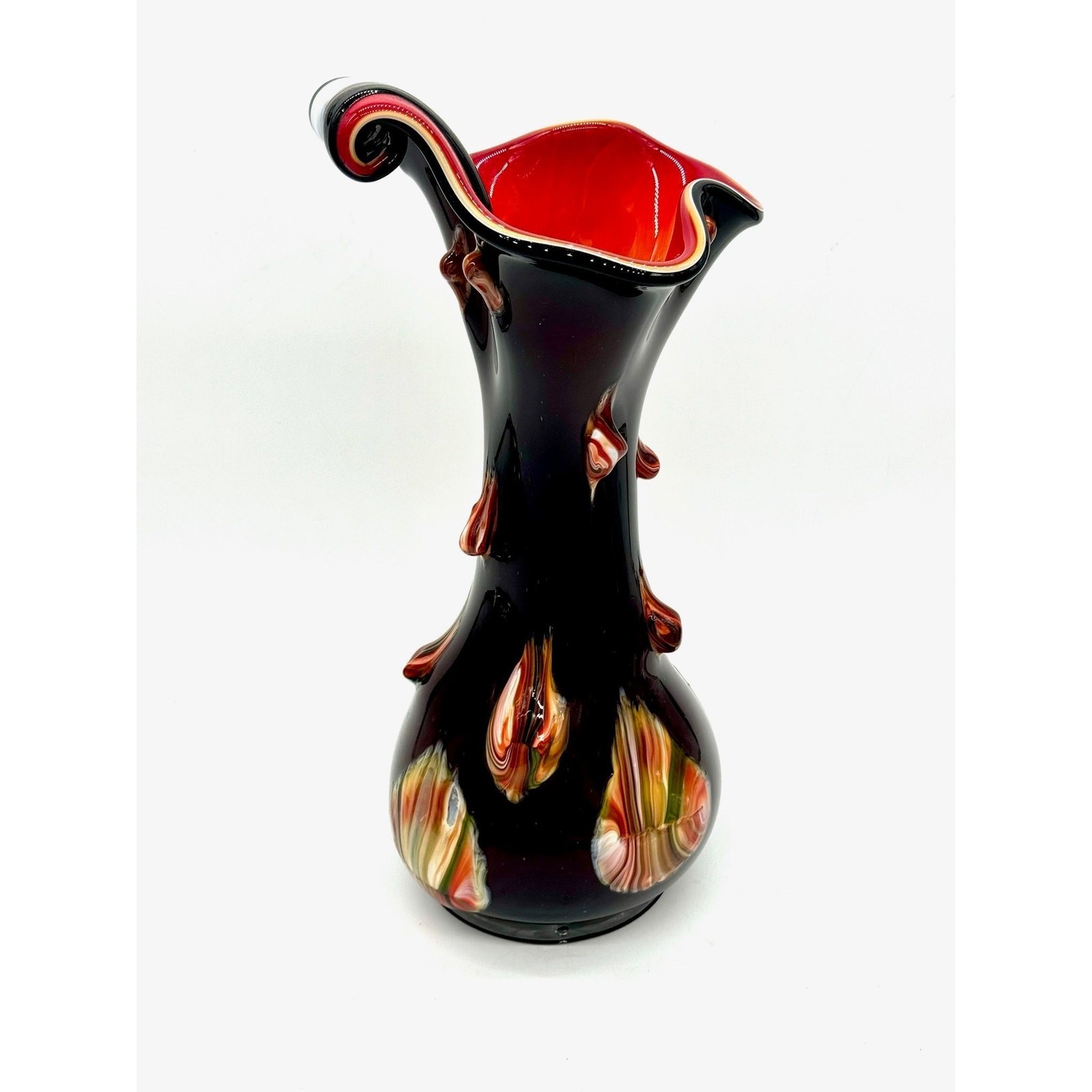Original Essie Zareh Vintage Vase Stamped Applied Colorful Glass Nodules - 17\