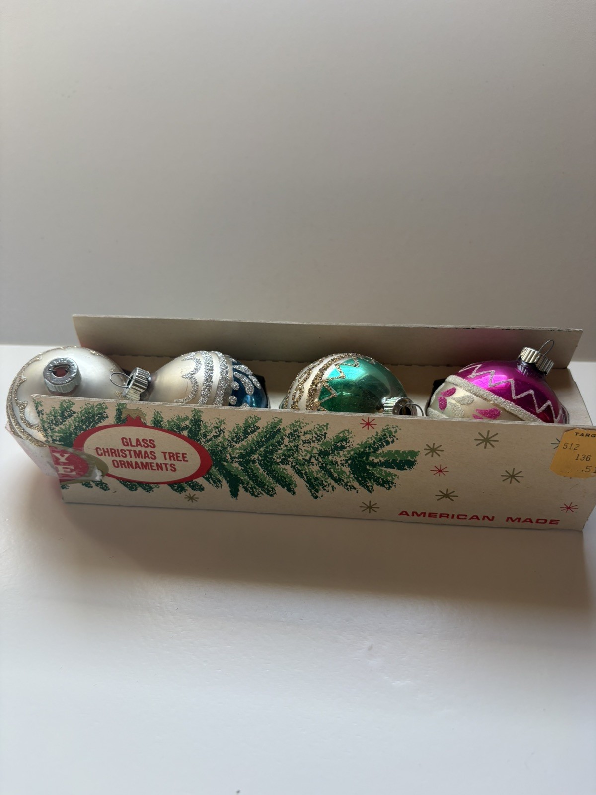 Vintage Pristine Shiny Brite Christmas Ornaments Max Eckhardt & Sons Mica Jewel 