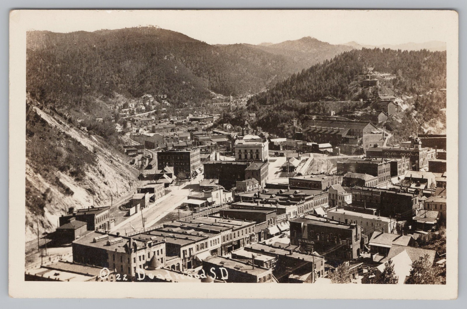 RPPC Bird\'s Eye View of Deadwood SD South Dakota Real Photo Postcard 1910s RPPC Bird\'s Eye View of Deadwood SD South Dakota Real Photo Postcard 1910s
