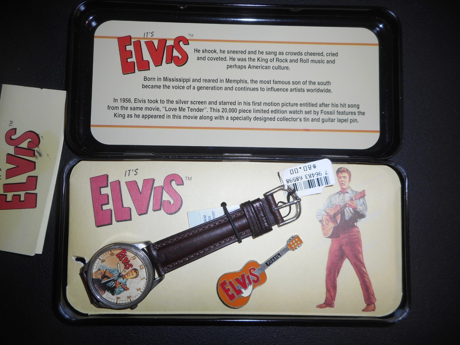 1994 ELVIS FOSSIL WATCH & PIN LIMTED EDITION  (BRAND NEW IN BOX)