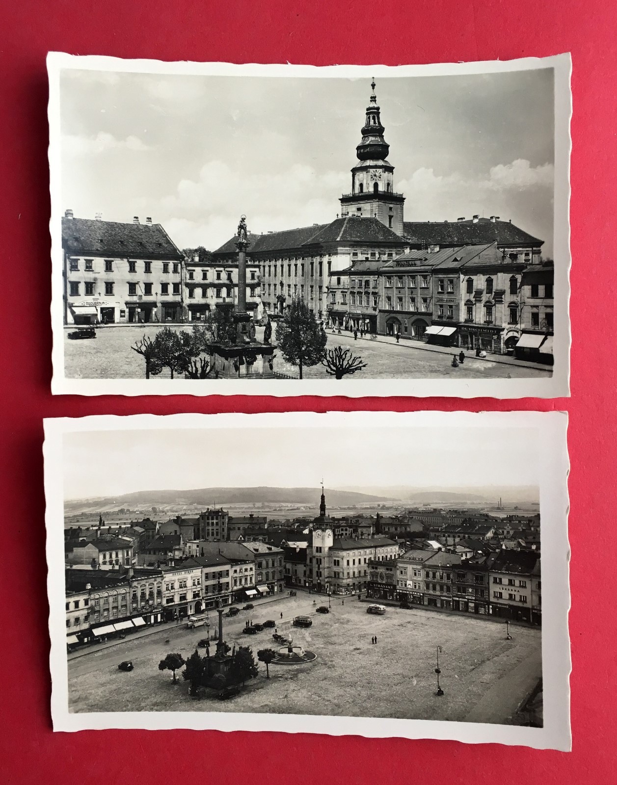 2 x Photo Postcard Kremsier in Moravia around 1940 Square Views (41775