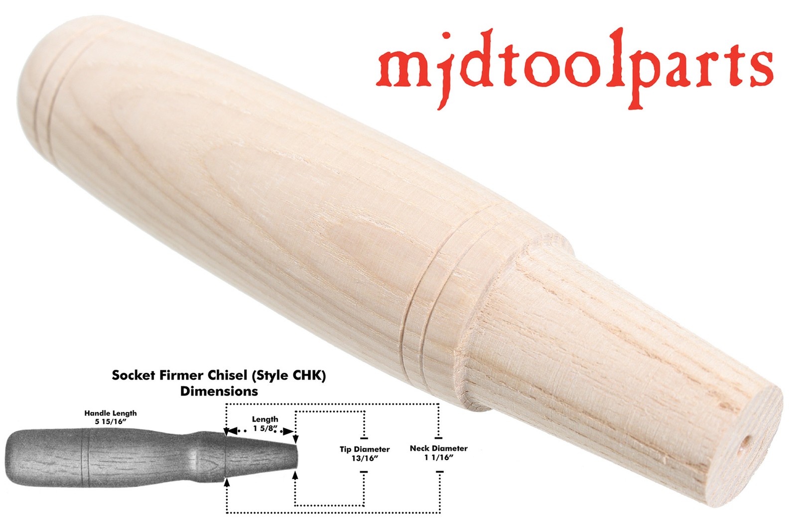 Amish Turned Hickory Socket Firmer Chisel Handle - Style CHK - mjdtoolparts