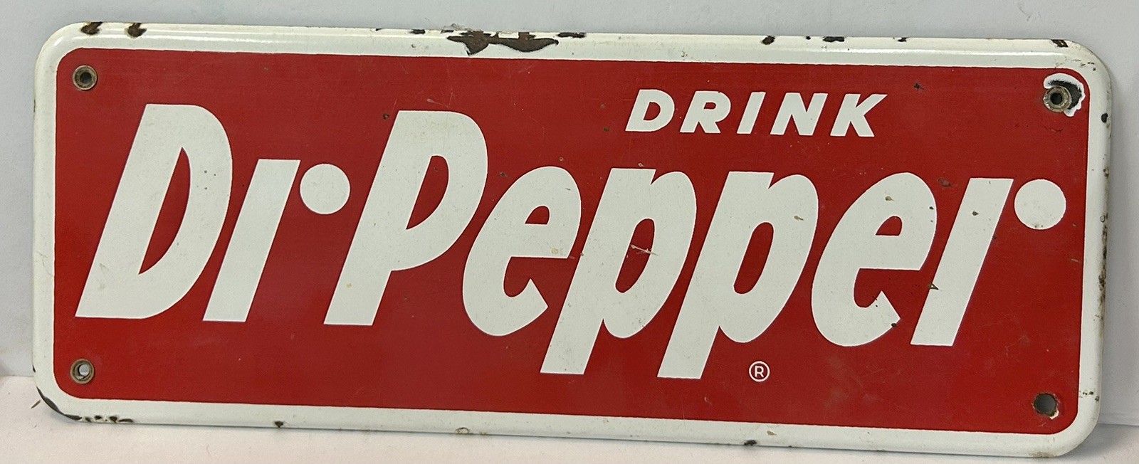 Original Drink Dr Pepper Porcelain Vendo Machine Soda Sign Vintage 16 1/2”