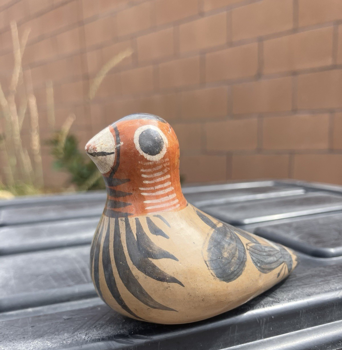 VTG Mexican Tonala Pottery Bird Figurine Hand Painted Folk Art Mex 4”