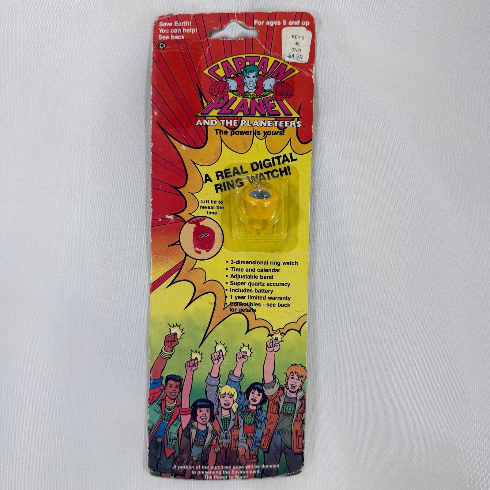 Vintage Captain Planet And The Planeteers Digital Ring Watch