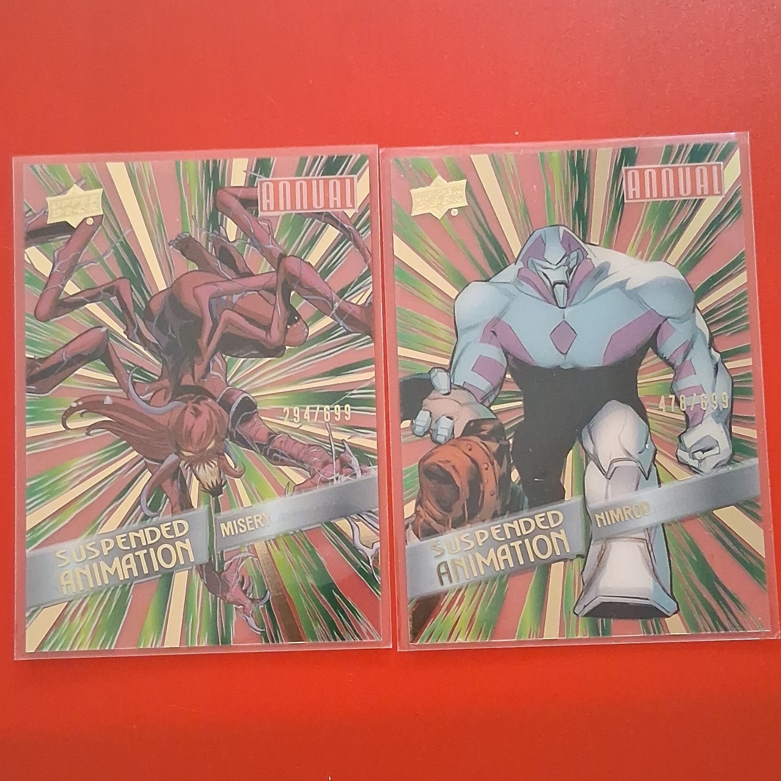 UD Marvel 2023-24 Annual Suspended Animation Chase Misery Nimrod /699 2 Card Lot