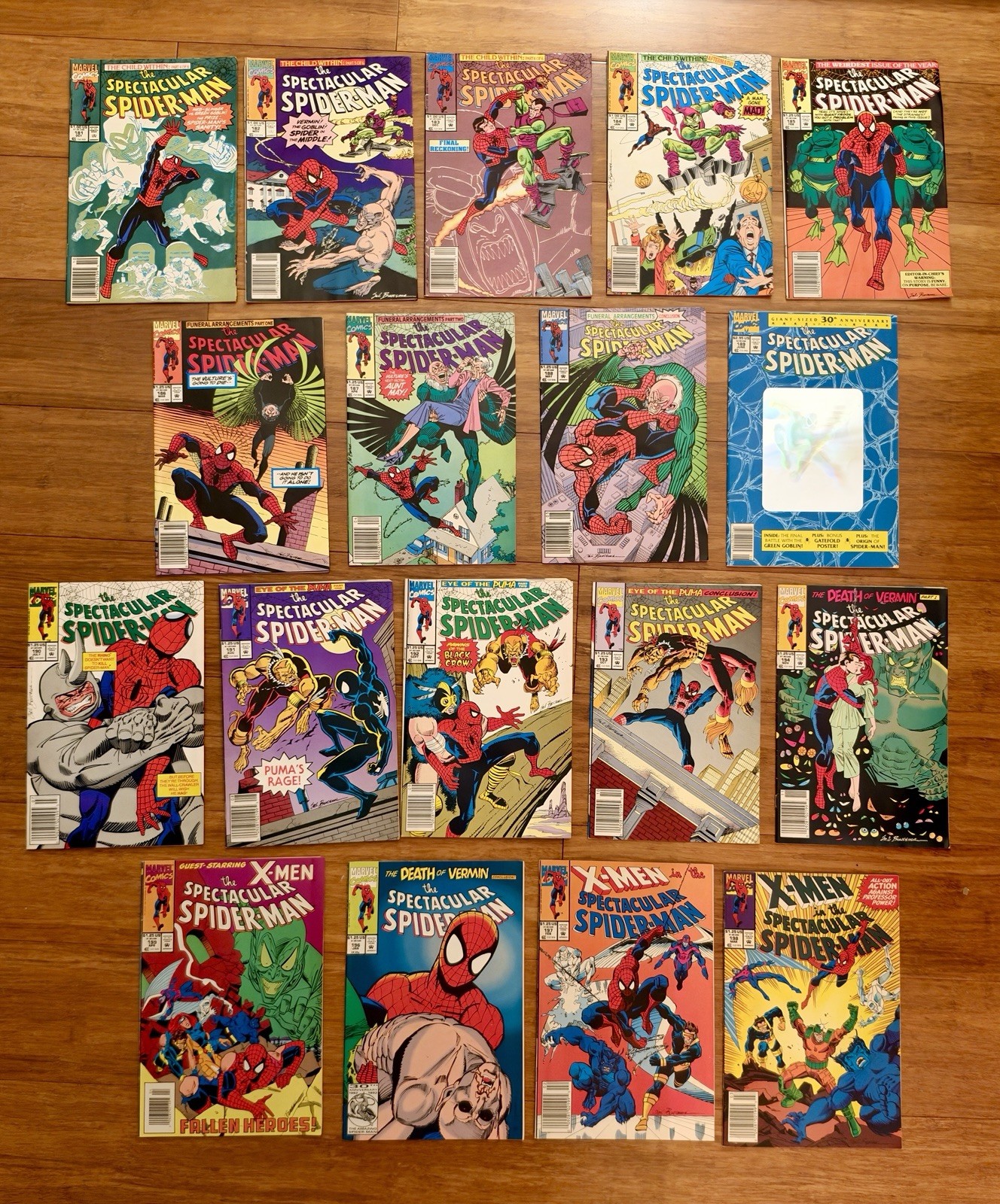Spectacular Spider-Man #181-199 Near Complete Run 18 Comics Marvel X-Men Puma