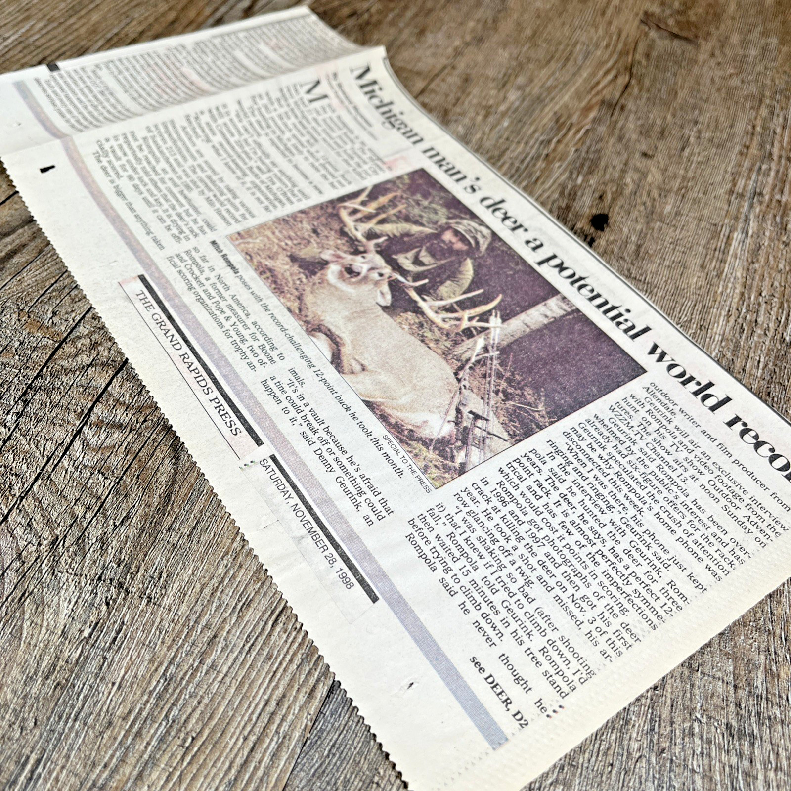 Rompola Buck Newspaper Clipping Grand Rapids Press Nov 28 1998